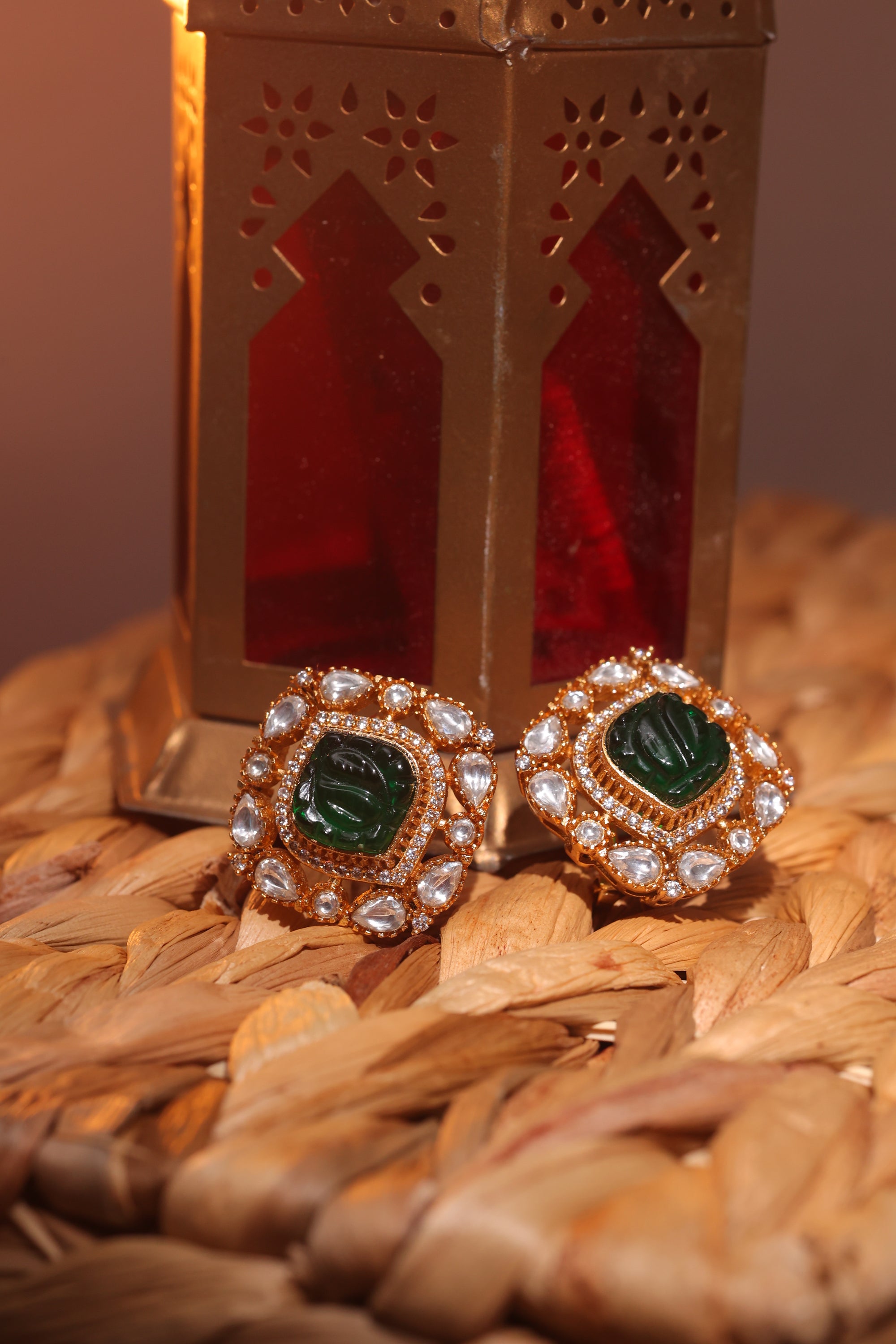 KAVYA DOUBLET STONE STUDS GREEN
