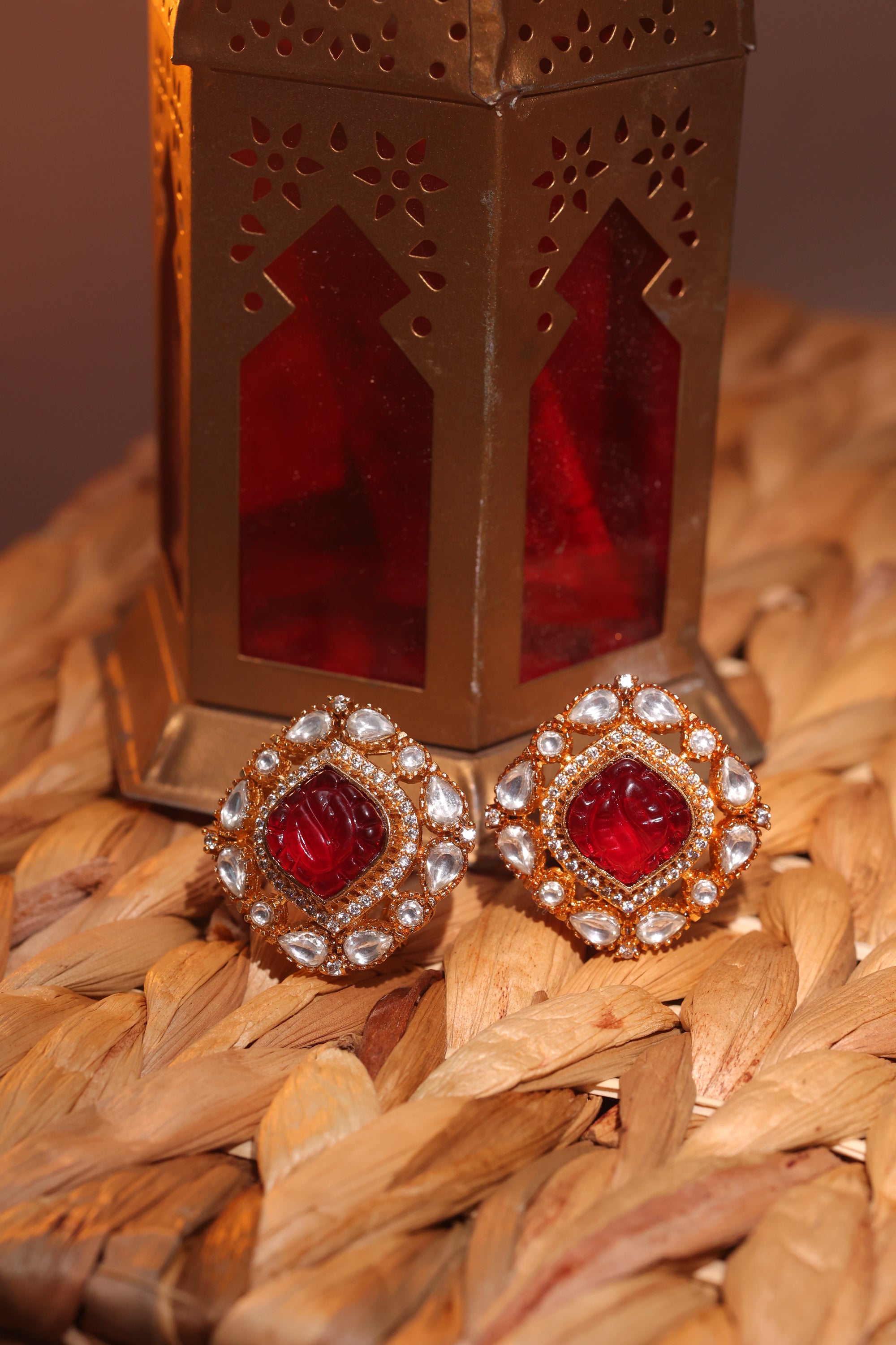 KAVYA DOUBLET STONE STUDS RED