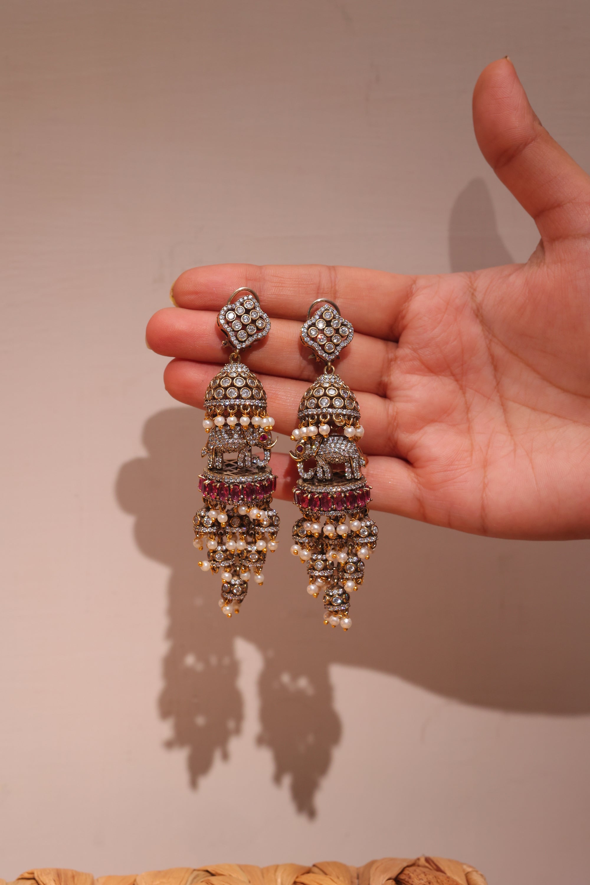 Rishika Jhumkis Ruby - Small