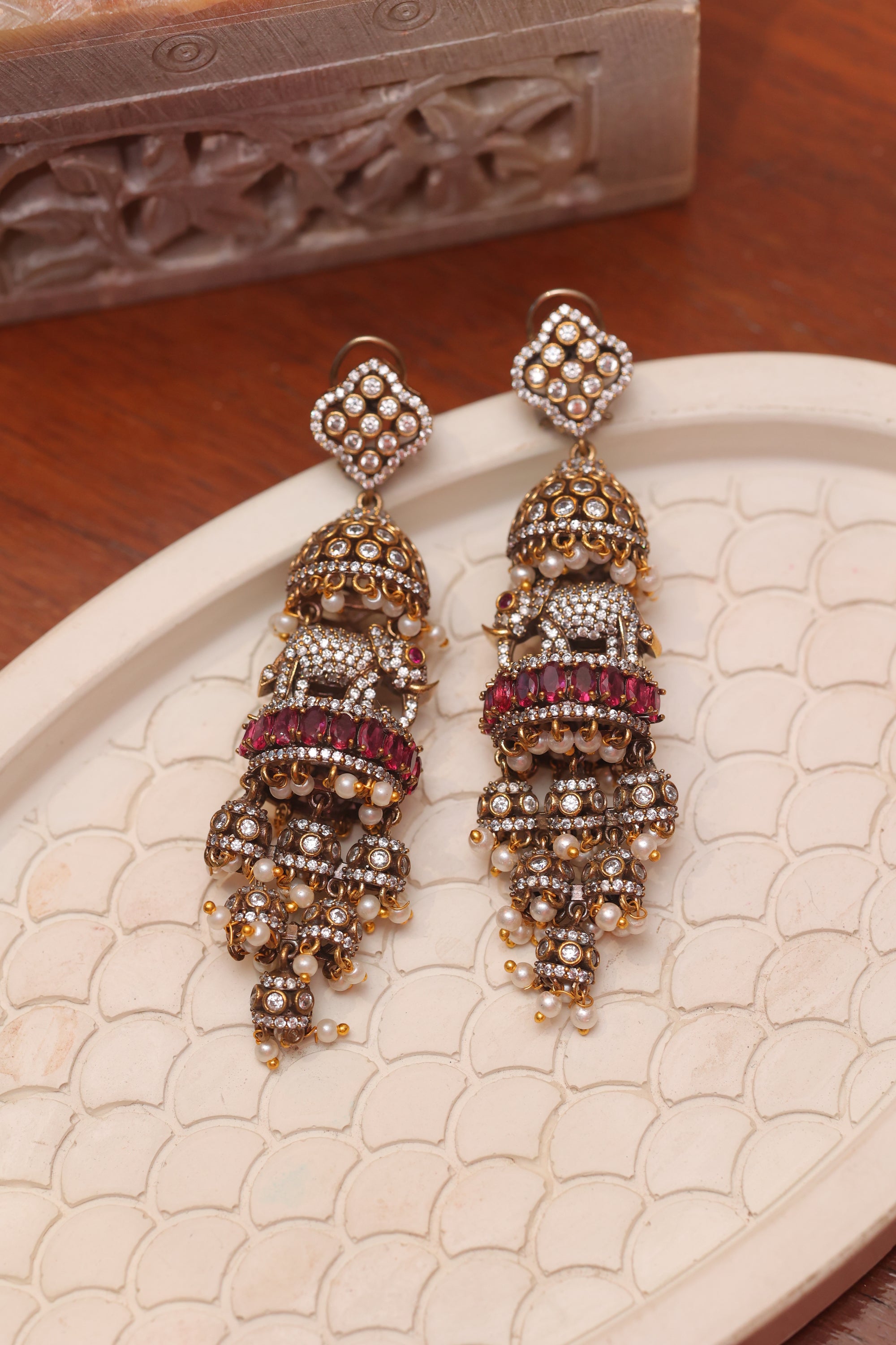 Rishika Jhumkis Ruby - Small