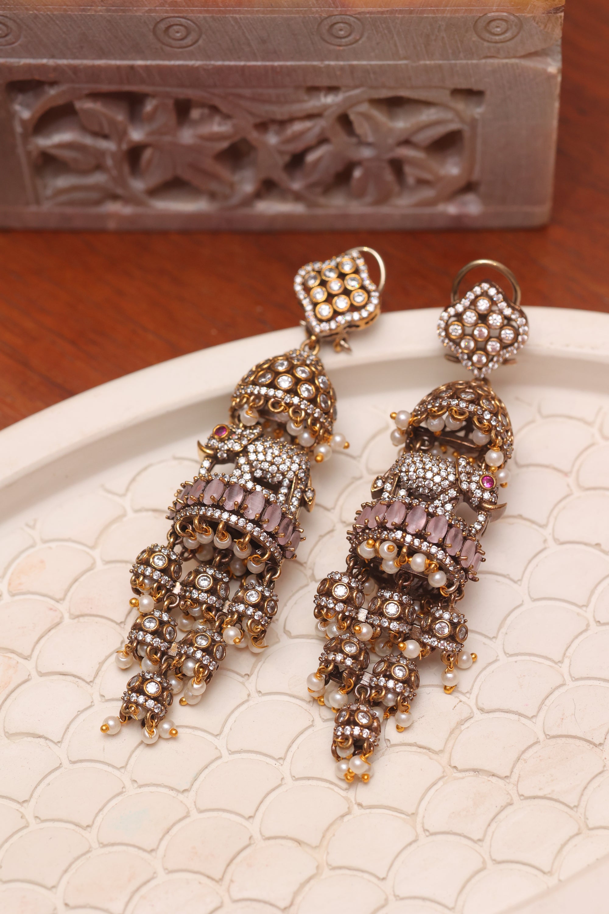 Rishika Jhumkis Pink - Small