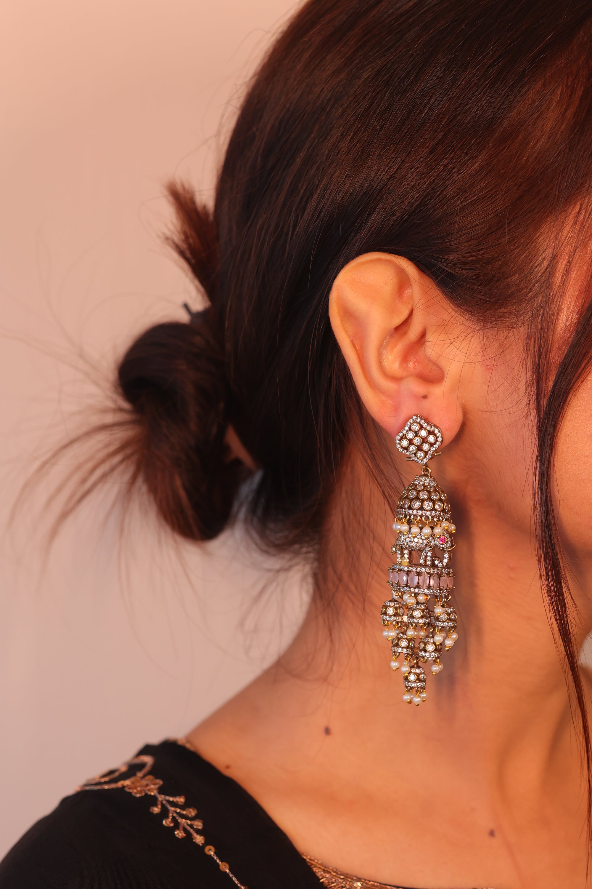 Rishika Jhumkis Pink - Small