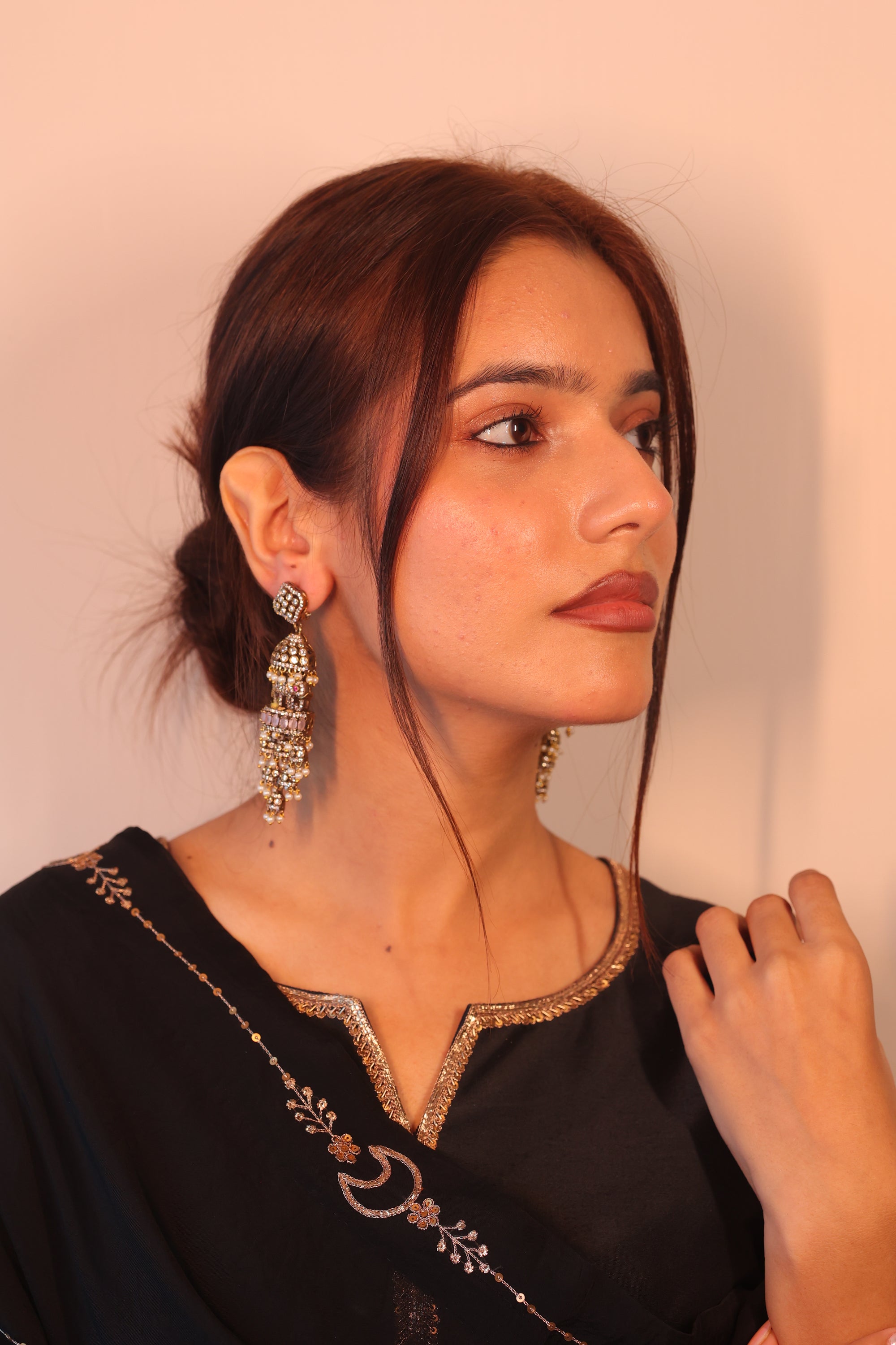 Rishika Jhumkis Pink - Small