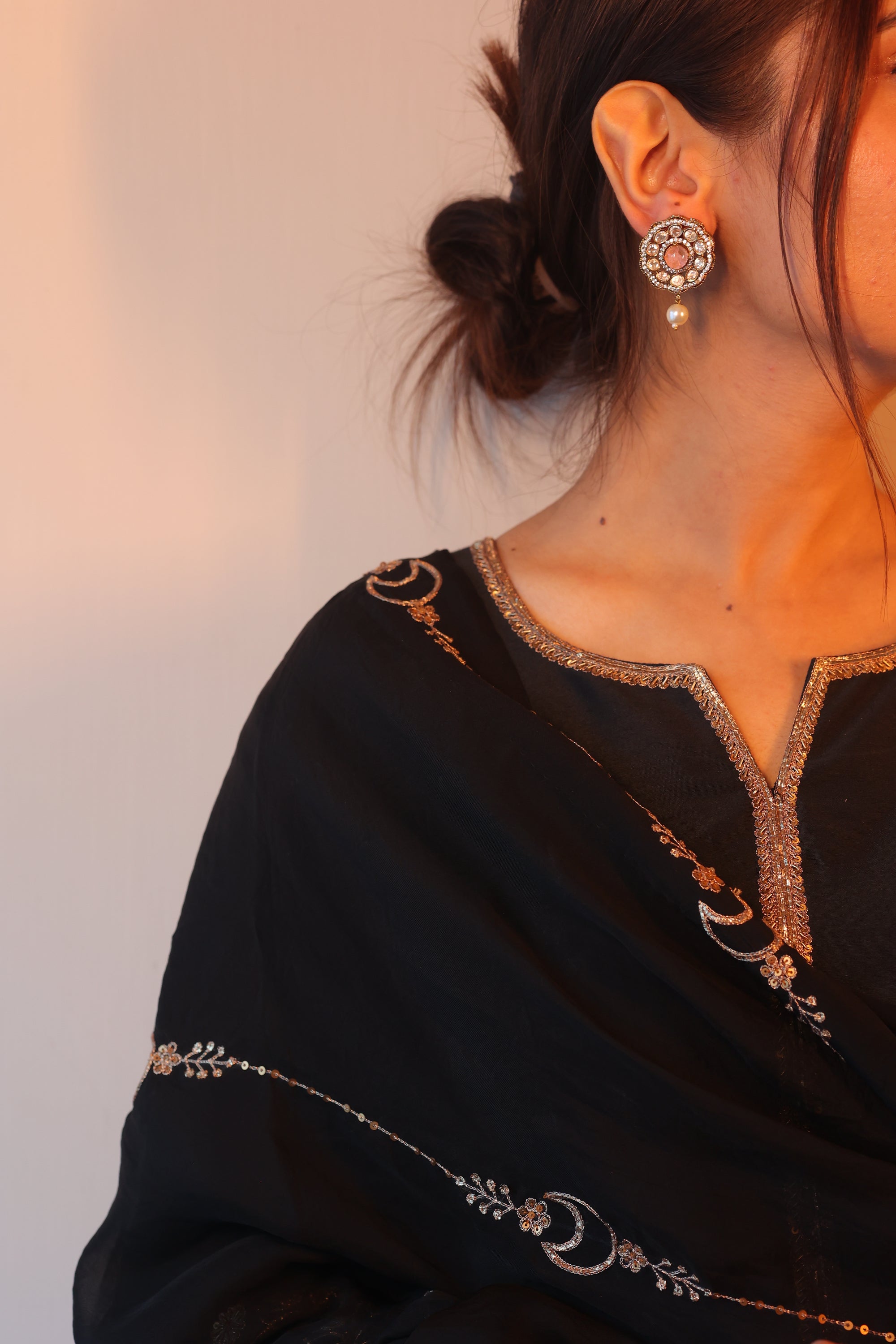 TARA DROP POLKI EARRING PINK