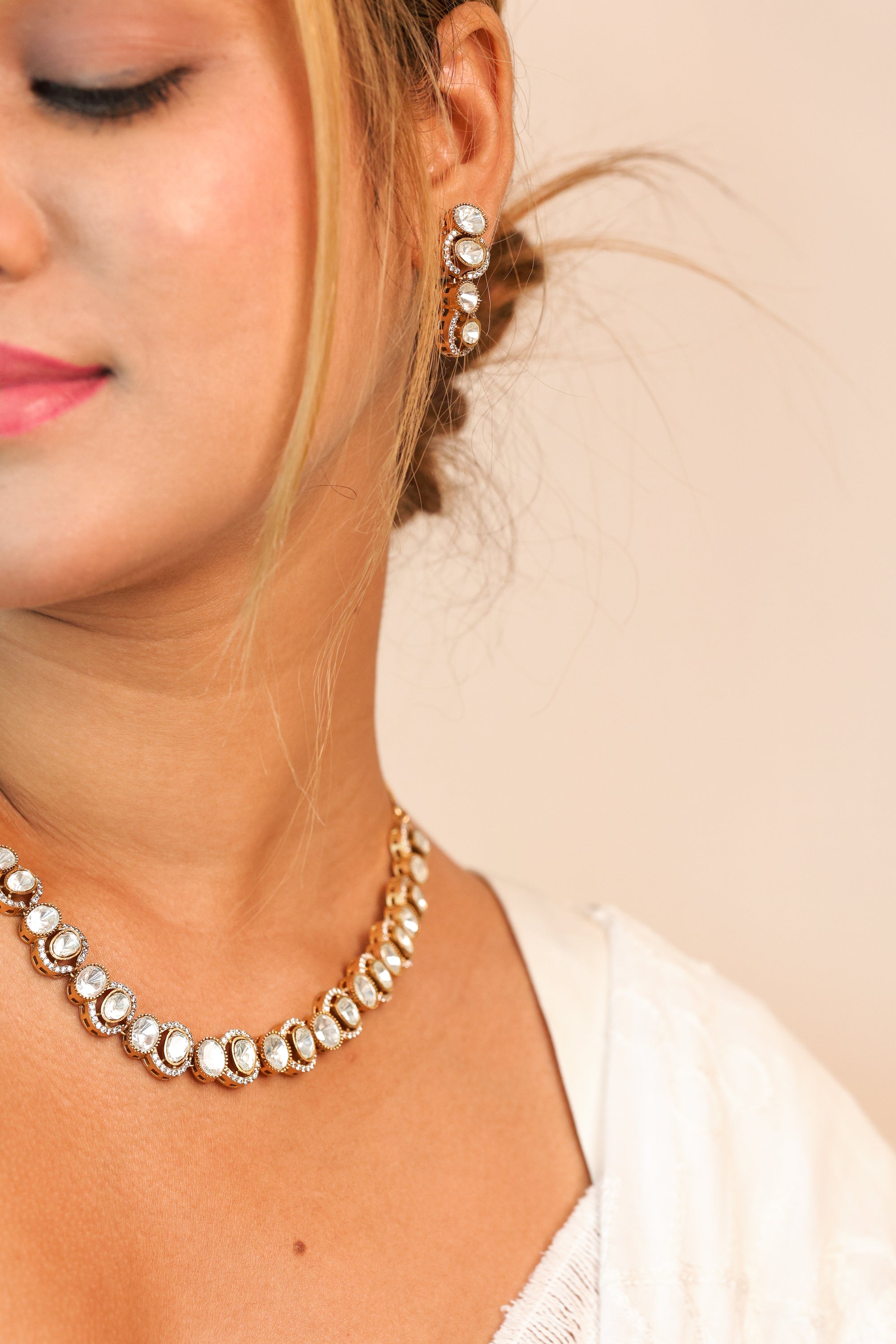 AADRI PACHI KUNDAN NECKLACE SET - LittleJuels