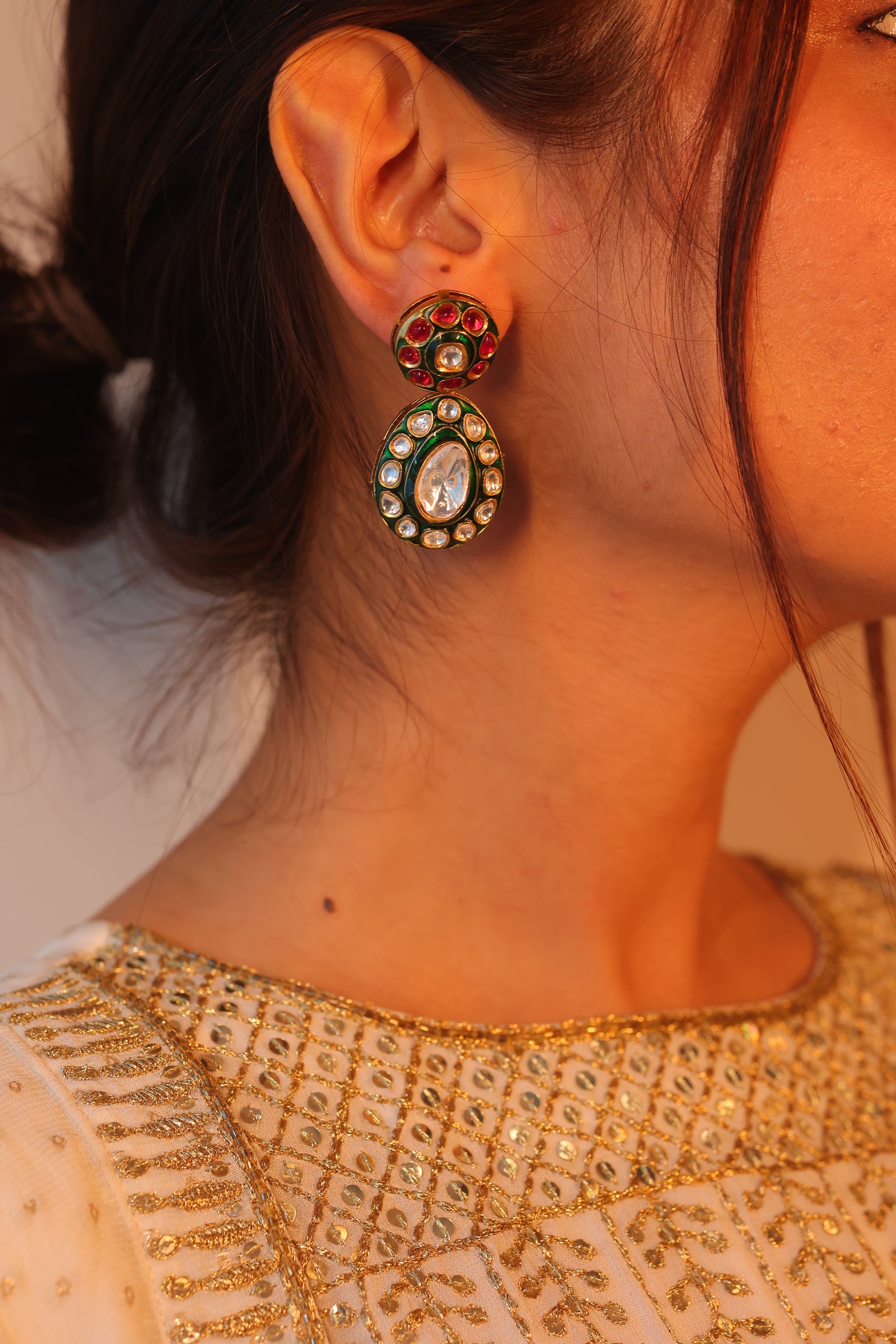 Fareen Meenakari Drop Earrings
