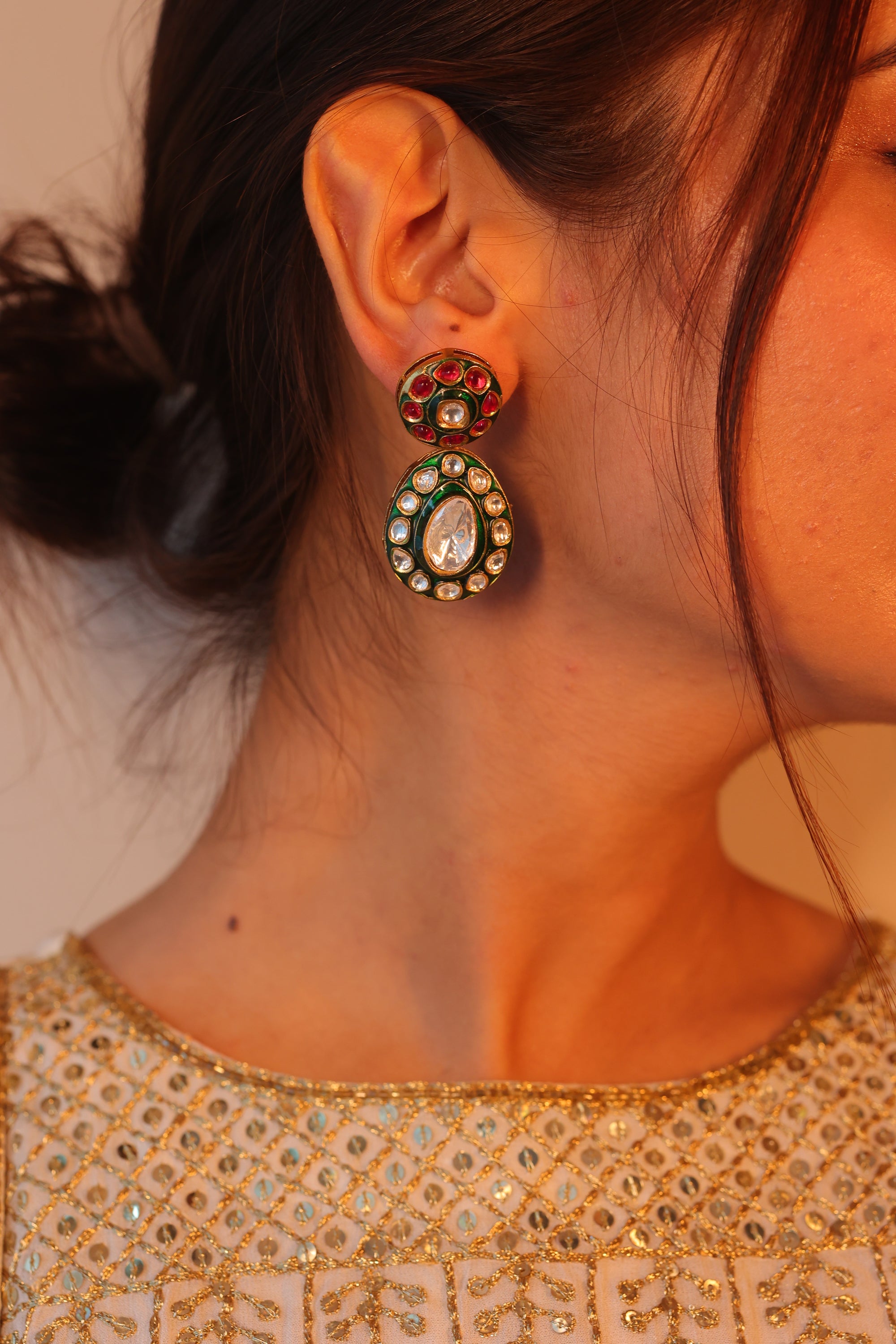 Fareen Meenakari Drop Earrings
