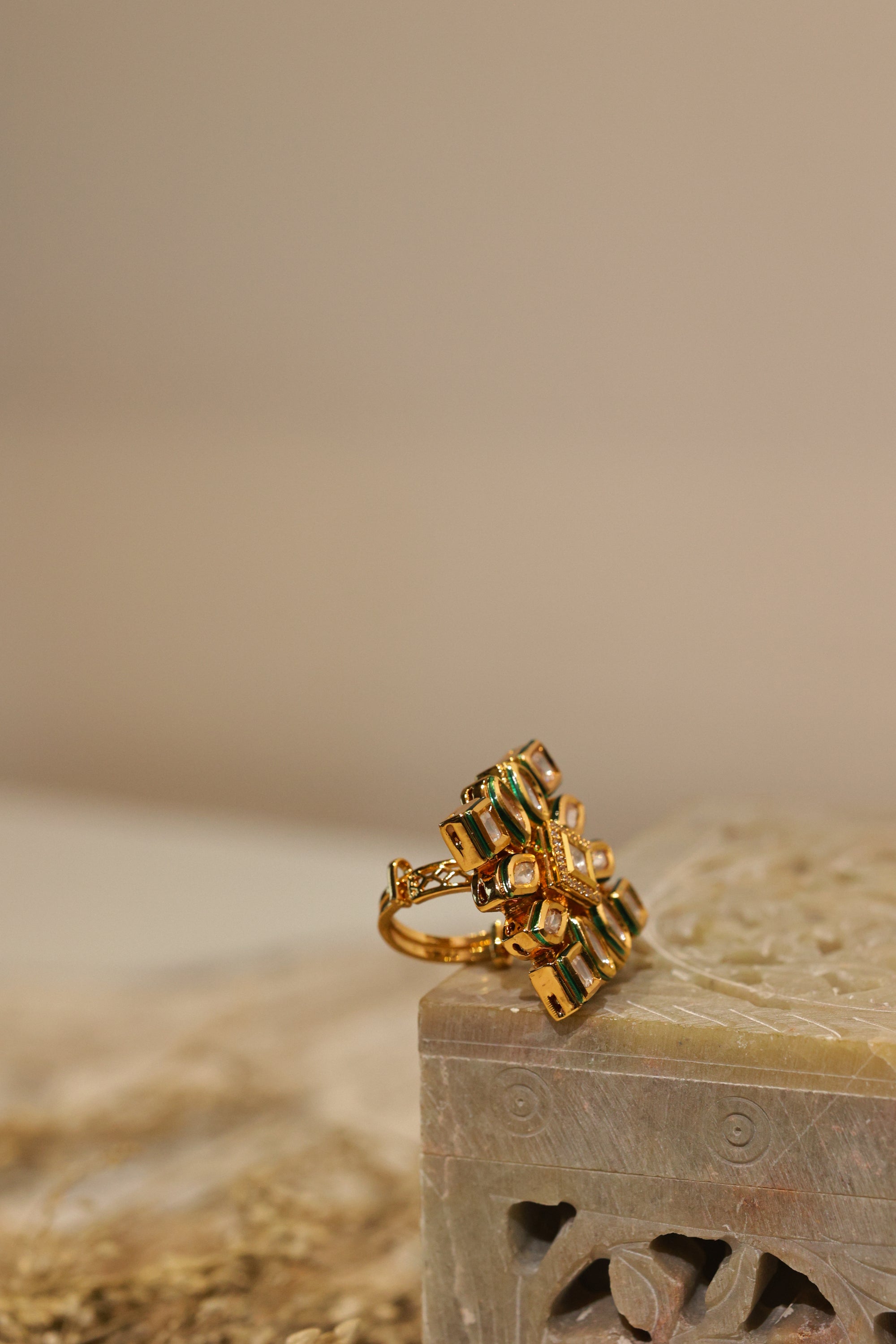 ROSANA KUNDAN POLKI RING - LittleJuels