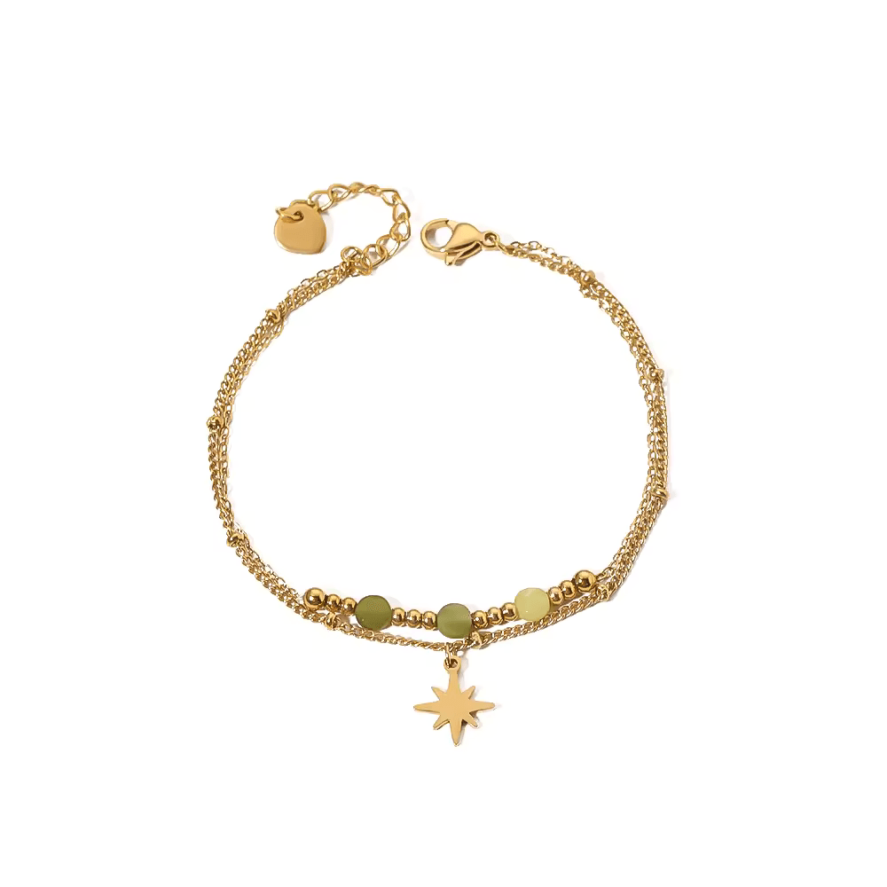 GOLD STAR DOUBLE LAYER BRACELET - LittleJuels