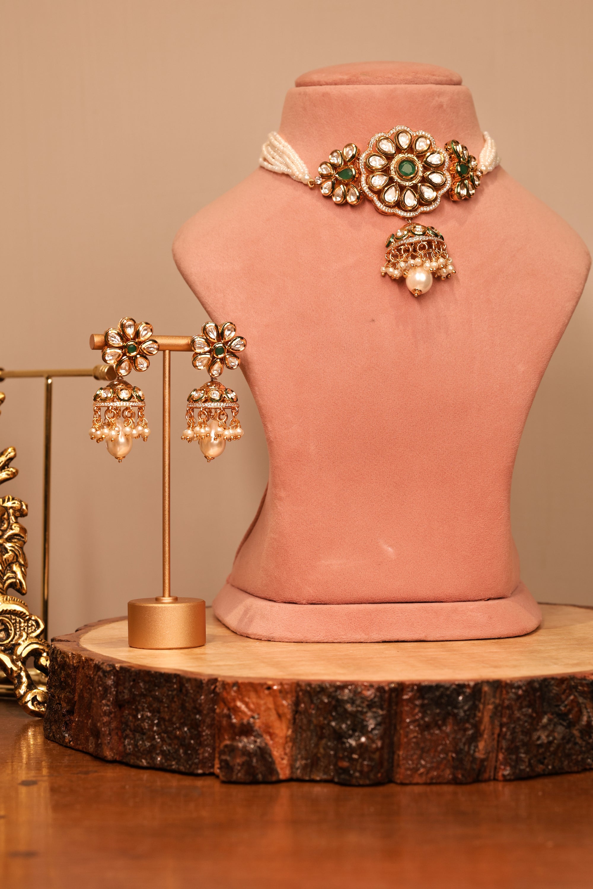 HAZEL POLKI CHOKER NECKLACE SET - LittleJuels