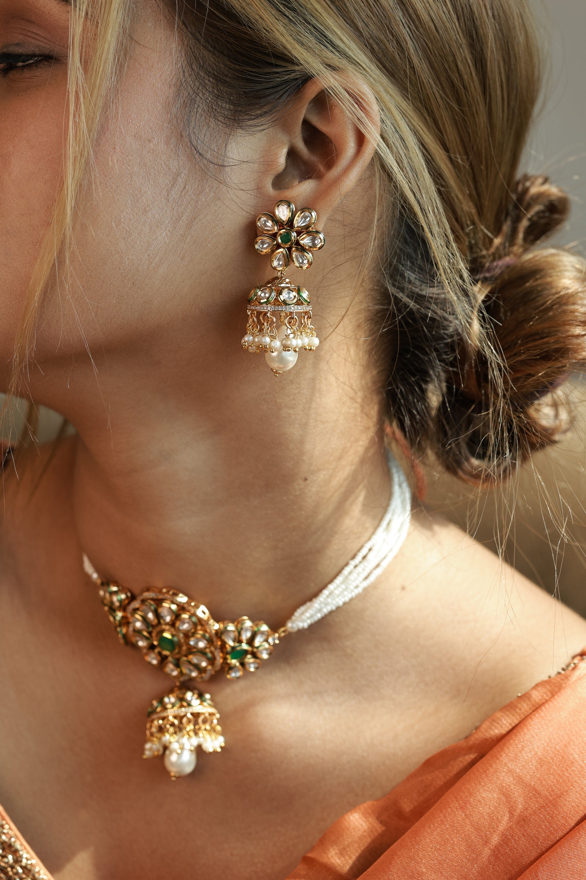 HAZEL POLKI CHOKER NECKLACE SET - LittleJuels