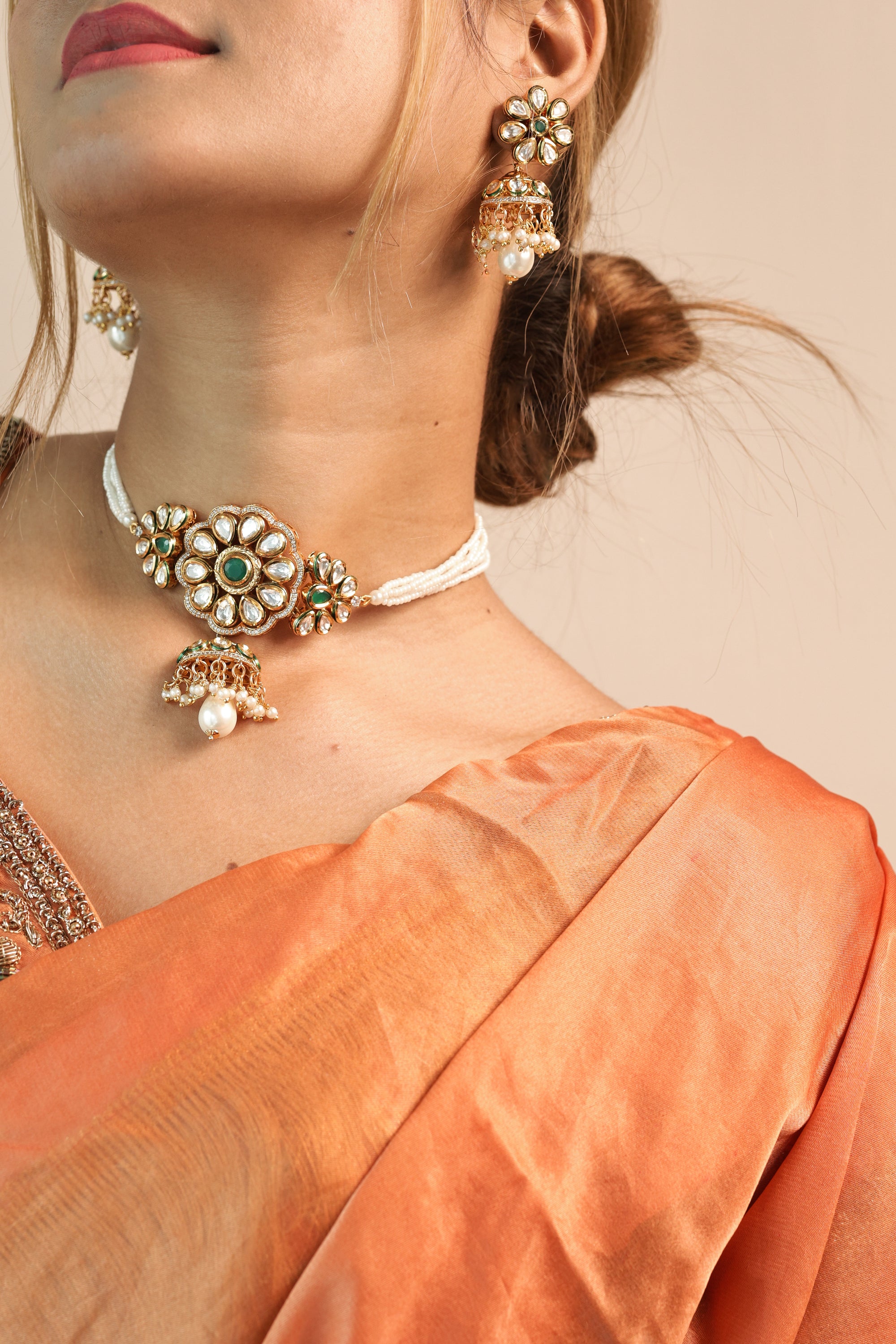 HAZEL POLKI CHOKER NECKLACE SET - LittleJuels