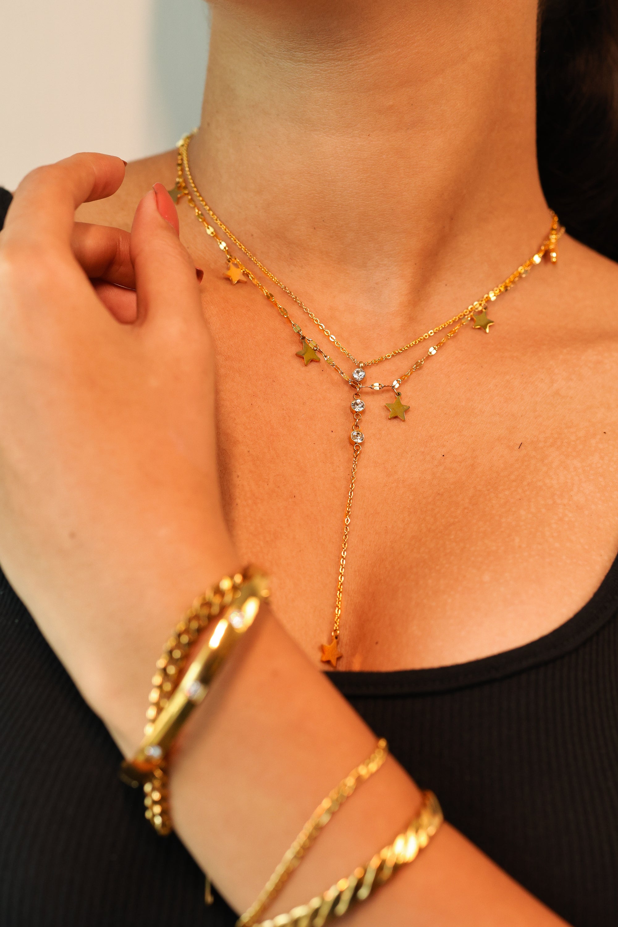 MABLE DOUBLE LAYER STAR NECKLACE - LittleJuels