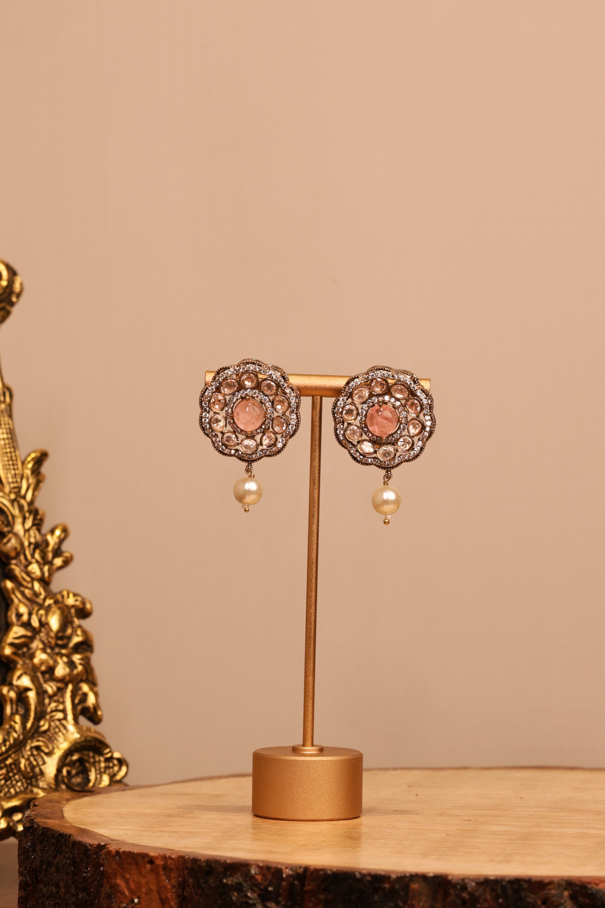 TARA DROP POLKI EARRING PINK - LittleJuels